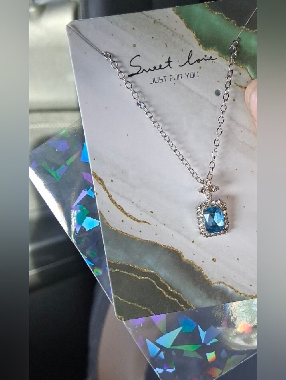 $8 Each Or Bundle 5/$20 Silver Tone Necklace with Blue Crystal